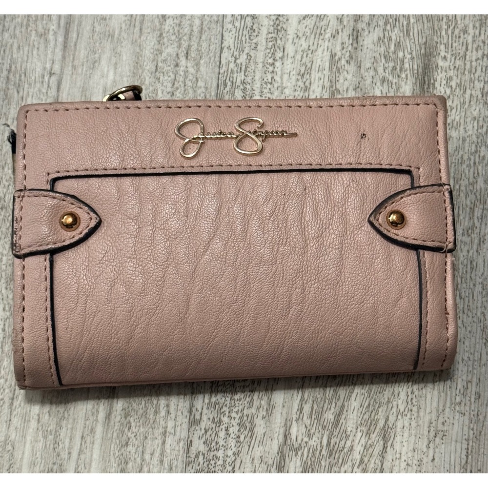 Jessica Simpson Blush Pink Bifold Wallet Studded Faux Leather Organizer